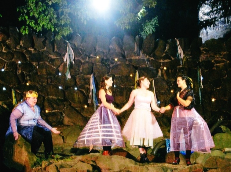 "Go together, you precious winners all; Your exultation partake to every one." Gail as Paulina (far right) with Perdita (Lelani Ricardo, center right), Hermione ( Cassandra Meyer, center left) and Leontes (Juliet Bowler, far left)